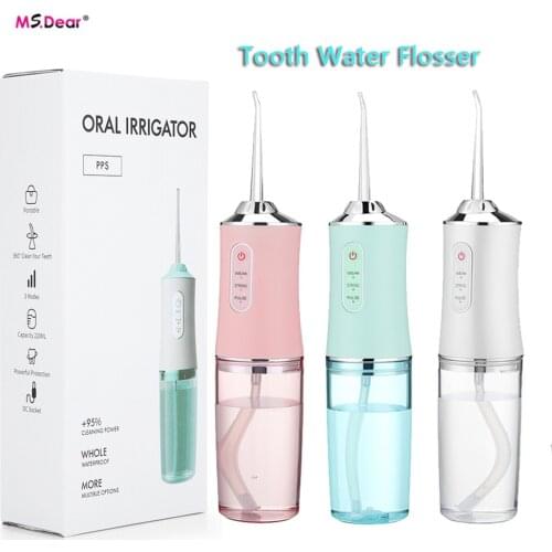 Portable Tooth Water Flosser 220ML Oral Water Jet Oral Irrigator USB Rechargeable Oral Irrigator Oral Hygiene Cleaning Machine