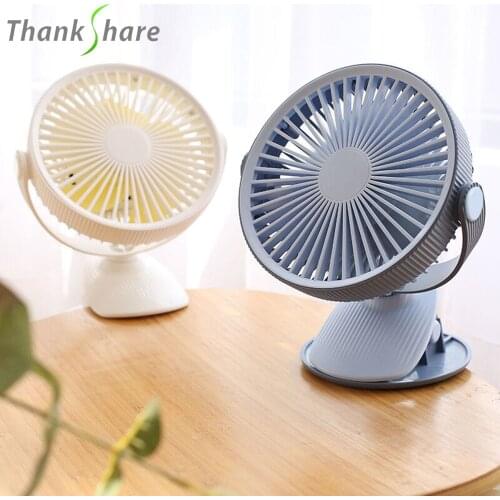 THANKSHARE Portable USB Fan Rechargeable Battery USB Operated Clip Student Fan 360 degree Rotation Mini Desk Fan For Baby Travel