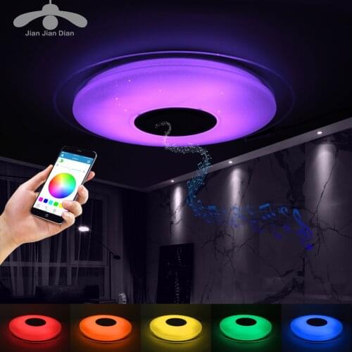 LED Ceiling Light Bluetooth RGB Smart Music Dimmable Lamp AC 220V 240V Living Room Home Decor Party 36W 40W APP Remote Control