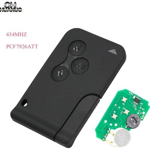 10PCS/LOT, 3 Button Smart Card Remote Key 434MHZ 7926ATT Chip for Megane Scenic 2003-2008
