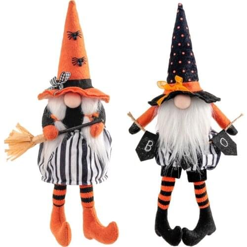 2pcs Halloween Gnome Scandinavian Tomte Swedish Gnomes Plush Home Farmhouse Kitchen Tiered Tray Decoration