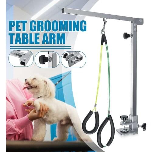Foldable Pets Steel Suspension Grooming Bracket with sling Adjustable Metal Table Arm Support Dog cat Holder for Bath Desk