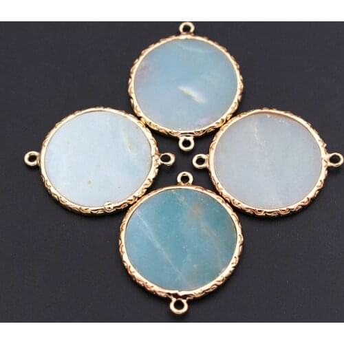 10pcs 23mm Natural Amazonite Stone Connectors Blue Stone Charms Pendant for DIY Women Necklace Bracelet Earrings Jewelry Making