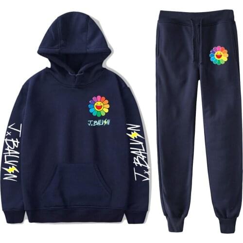 2021 Sportswear Two Piece Outfits J BALVIN Tracksuit Two Piece Set Hoodies+jogger Pant Casual Unisex Streetwear&pants Full