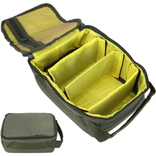 Fishing Reel Bag 4 Compartments Handheld Fishing Tackle Tools Storage Bag Zippered Organizer Case Fishing Reel Gear Pouch