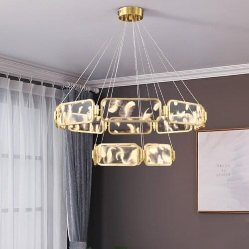 Light luxury retro brass feather chandelier post modern designer personality creative living room bedroom dining villa