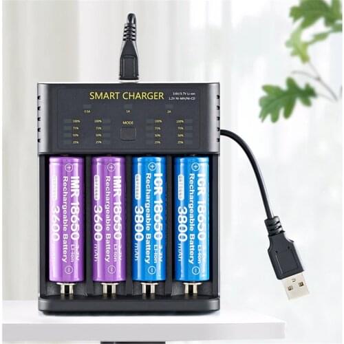 Battery Charger Smart 4 Slots Cell Charging Adapter 18650 Lithium Rechargeable Battery Charger