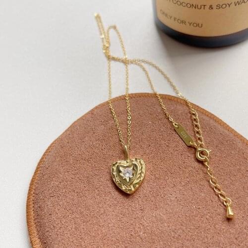 MLKENLY Vintage Choker Pendant heart crystal Necklace for Women Charm Necklaces Boho 925 sterling silver Jewelry Gift