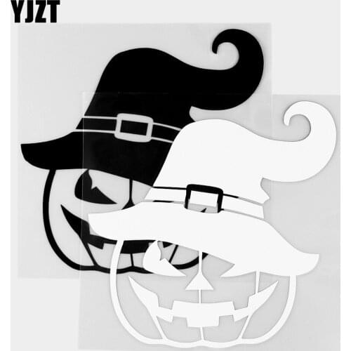 YJZT 13.4×13CM Halloween Pumpkin Vinyl Decals Car Stickers Window Wall Decorations Black / Silver 20B-0251