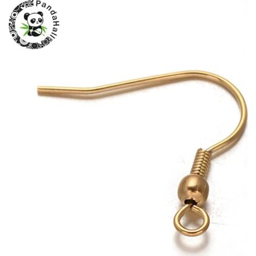 304 Stainless Steel Earring Hooks, Golden, 20x21x3mm, Hole: 2mm