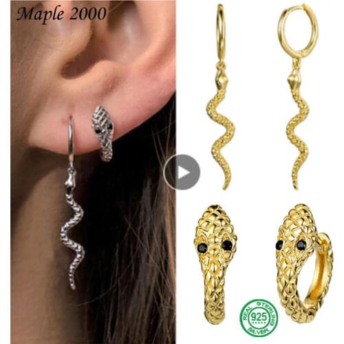 Snake Long earrings 925 sterling silver for Women charm Earring classic Pendant Snake Earrings animal Serpentine Fine jewelry