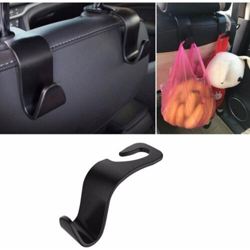 1pc Universal Car SUV Back Seat Headrest Hanger Storage Hooks For Groceries Bag Handbag Portable Car Interior Shelves Black C45