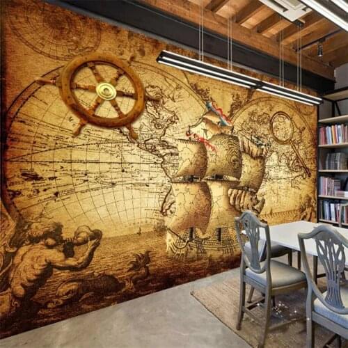 Beibehang Custom wallpaper 3d mural retro nautical world map theme mural background wall living room bedroom wallpaper 3d mural