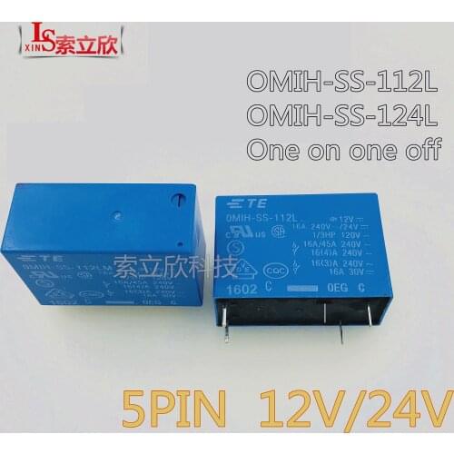5PCS/10PCS NEW Relay OMIH-SS-112L OMIH-SS-124L OMIH SS 124L OMIHSS 112L 12VDC 24VDC 12V 5PIN 16A One on one off