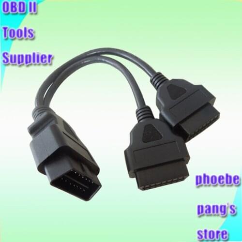 5pcs High quality 30cm 16 pin Splitter y cable Male to Dual Female OBD II OBDII OBD2 Universal Extension Connector Cable
