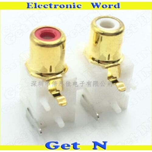 50pcs AV2-8.4-12 SMD 2x Holes RCA Audio Video Connecctors Jacks Bend foot Pins black and white