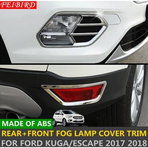 ABS Chrome Front + Rear Tail Fog Light Lamp Frame Cover Trim For Ford Kuga / Escape 2017 2018