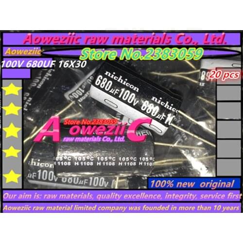 Aoweziic 20 PCS 100V 680UF 16X30 high frequency low resistance electrolytic capacitor 680UF 100V 16*30