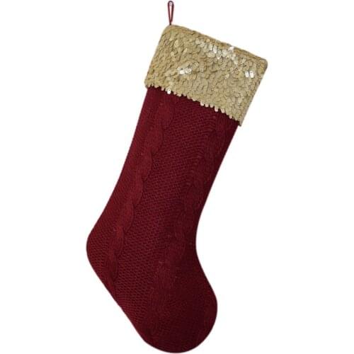 Free shipping Cable Knit Christmas Gifts Socks/Christmas Decoration/ Knitting With Sequin BlingBling Christmas Stockings