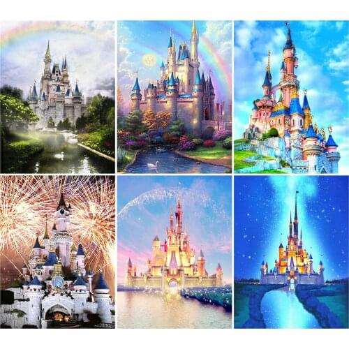 CraftArtGo 5D DIY Diamond Embroidery Castle Full Square Round Rhinestone Mosaic Painting Cross Stitch Flowers Diamond Kit