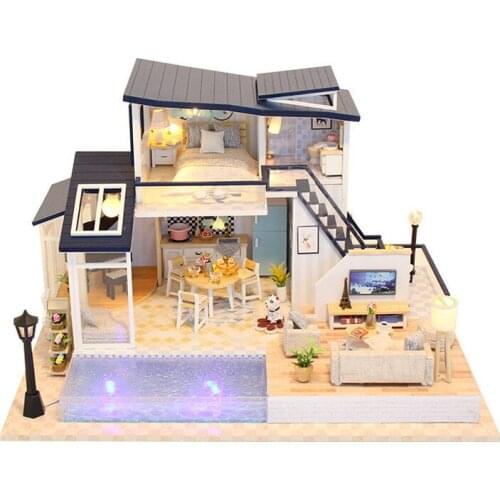 New doll house wooden furniture 3D Mini Doll House DIY house Mini assembly puzzle bag childrens birthday gift toys