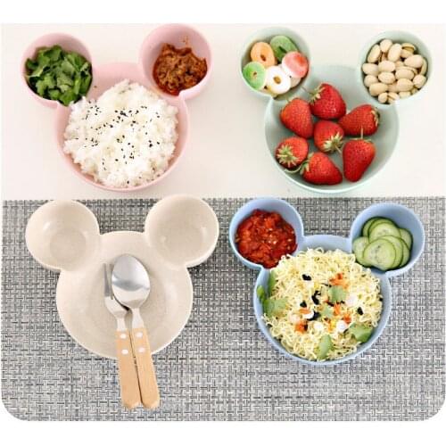Children Cute Cartoon Mouse Bowl Dishes Baby Feeding Bowl Dinner Lunch Food Container Box Camping Anti-falling Bowl Dipping Dish