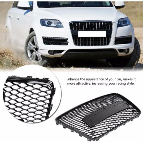 For RSQ7 Style Front Sport Hex Mesh Honeycomb Hood Grill Black for Audi Q7 4L 2007-2015 Car-styling Accessories