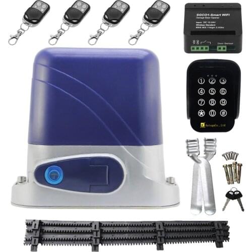 600Kg Sliding Gate Opener Engine with 4M Nylon Racks WIFI Controller Touch Keypad Remote Control Electric Sliding Door Motor Kit