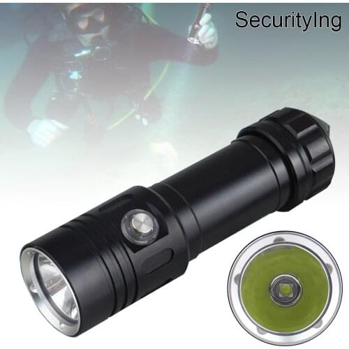 SecurityIng Dive Shock Resistant Flashlight 3.7V 700 Lumens IPX8 Waterproof L2 LED 4 Modes Underwater 80m Suite for Diving