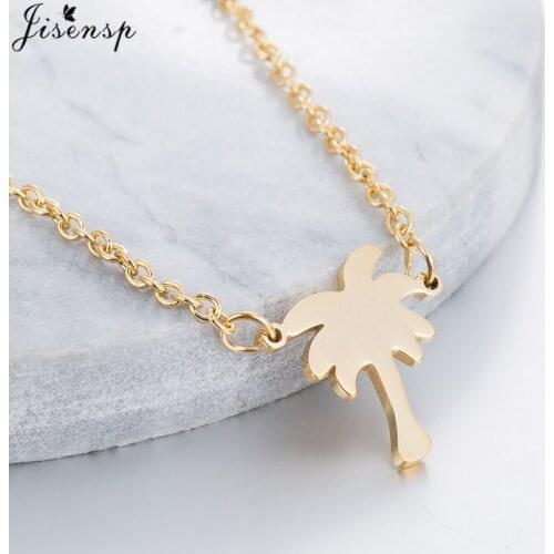 Jisensp Boho Choker Gold Island Life Palm Tree Necklace for Women Tattoo Choker Gift Coconut Tree Plant Necklaces Pendants Kolye