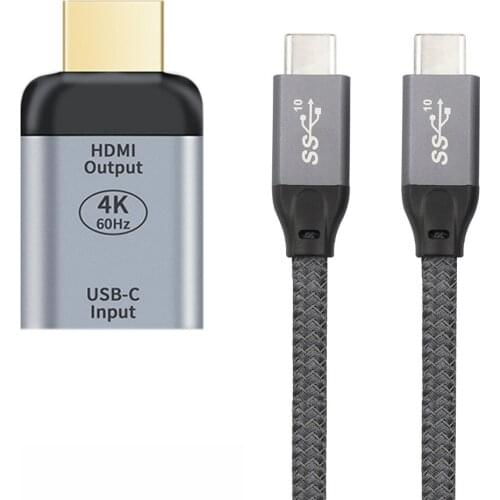 Xiwai 10Gbps 100W Cable USB-C Type C Female Source to HDMI Sink HDTV Adapter Ultra HD 4K 60hz 1080p for Tablet & Phone & Laptop