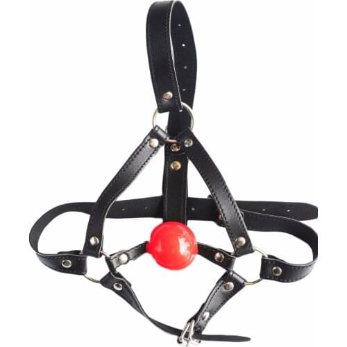 BDSM Pony Play Leather Harness For Women Men Silicone Ball Mouth Gag Oral Fixation Stuffed Adult Games Flirting Sex Toys Game