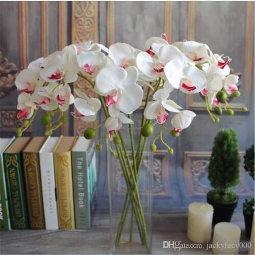 Beautiful 78cm Length Artificial Silk Phalaenopsis Butterfly Orchid Leaf Pot Flower Arrangement For Wedding Birthday Decoration