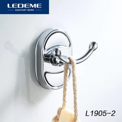 LEDEME Robe Hook Clothes Hook with Chrome Stainless steel Construction Finish Bathroom hook Bathroom Accessories L1905-2