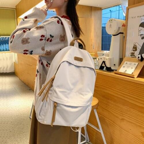 School Backpacks Fashion Simple Womens Backpack New Solid Color College Student School Bags for Girls Teenager Female Schoolbag