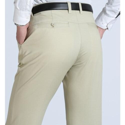 MRMT 2021 Brand Mens Trousers Middle-aged Men Trousers Thin Casual Loose Pant Solid Color High Waist Man Trouser Pants for Male