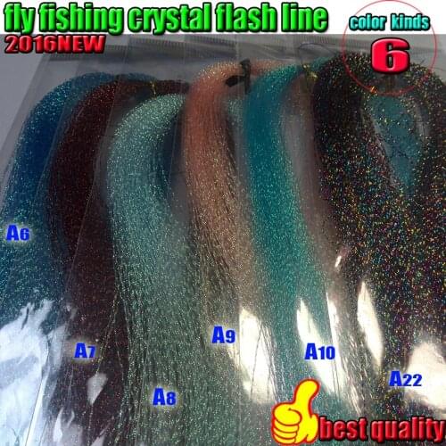 NEW fly fishing crystal flash line 6color A6+A7+A8+A9+A10+A22 fly fishing tying material thread 6 bag/lot