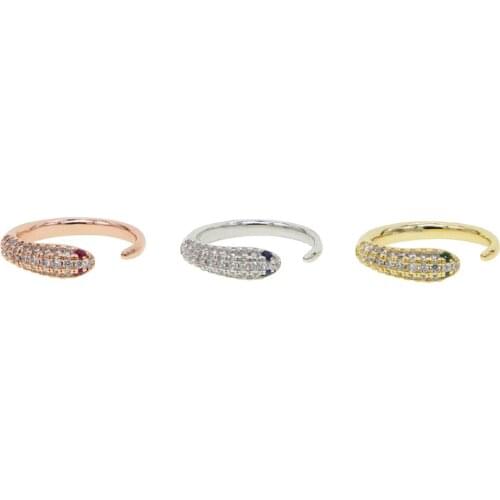New arrive cz fashion jewelry high quality 3 colors open adjusted snake finger trendy ring for women