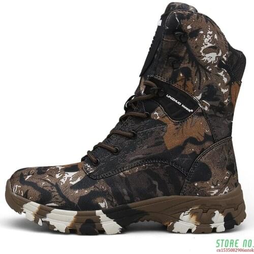 New Waterproof Men Tactical Military Boots Desert Boots Hiking Camouflage High-top Desert Mens Boots Fashion Work Mens Shoes