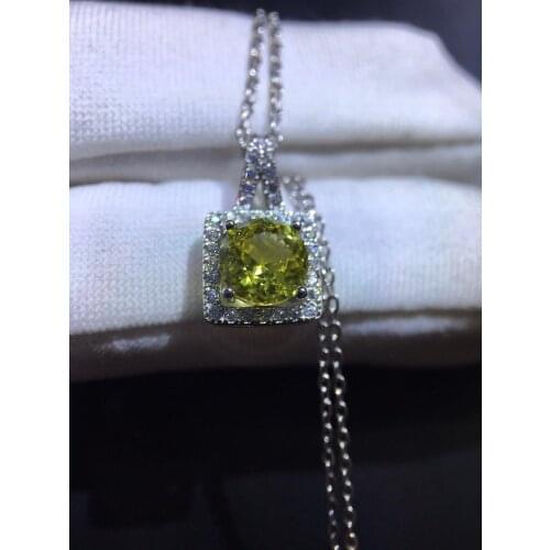 Silver 925 Original Brilliant Cut Diamond Test Past 1 Carat D Color Square Yellow Moissanite Pendant Necklace Women Jewelry Gift