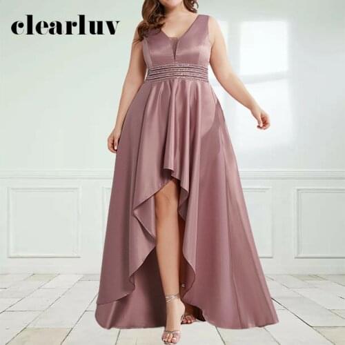 Plus Size A-Line Formal Prom Dresses DR1581 Double V-Neck Elegant Party Dress For Women 2020 High Low Length Vestidos De Gala