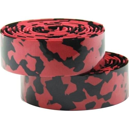 Road Bike Bicycle Cork Handlebar Bar Wrap Tape + 2 Bar Plugs-Black & Red camo