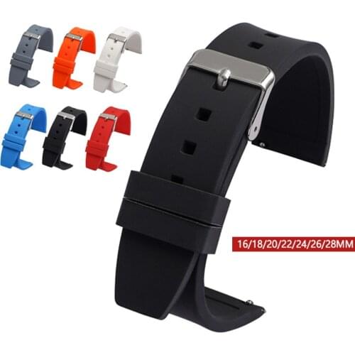 16mm 18mm 20mm 22mm 24mm 26mm 28mm Soft Silicone Band Strap Women Men Sport Waterproof Rubber Watchband Bracelet Accessories