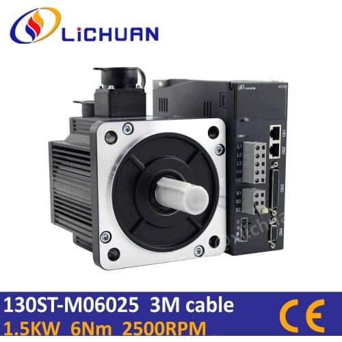1.5KW AC servo motor with 1.5KW servo driver and cable kit 130ST-M06025 industrial servo motor 1.5kw position replace jmc servo