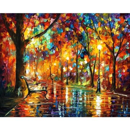 Landscape Modern paintings with Palette knife art oil on Canvas colorful night Handmade high quality