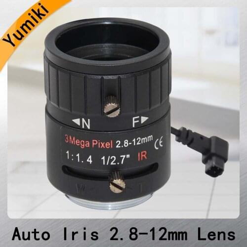 Yumiki 3MP 1/2.7" 2.8-12mm F1.4 Manual Varifocal DC Auto Iris CCTV IR Lens CS Mount for IP Box Camera for Surveillance camera