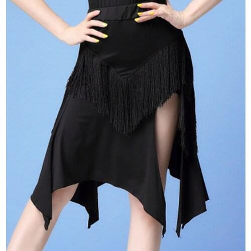 Black And Red Fringe Latin Dance Dress Women Tassel Latin Dance Skirt Ballroom Tango Chacha Belly Dancing Performamnce L55