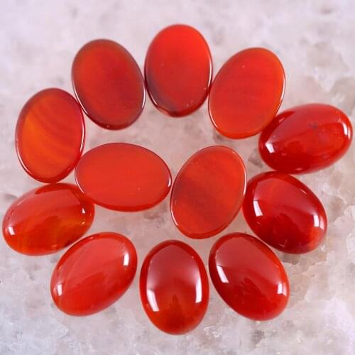10Pcs 16x12MM Oval Cabochon CAB Beads Natural Stone Gem Red Carnelian No Drilled Hole Bead For DIY Jewelry Making Ring K1558