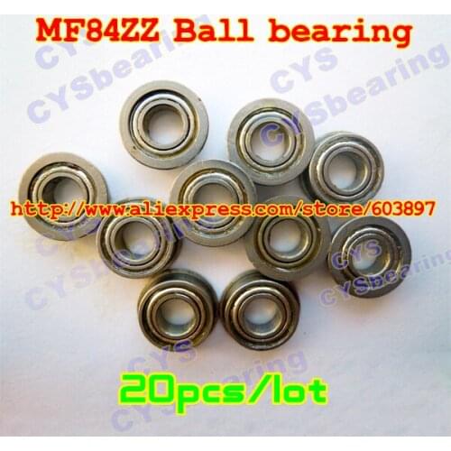 20pcs /lot MF84ZZ MF84ZZ 4X8X3mm 4*8*3mm MF84-2Z flanged metal radial shaft ball bearing
