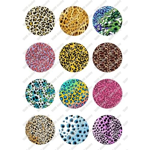 24pcs/lot Round 10mm 12mm 14mm 16mm 18mm 20mm 25mm Leopard Print Zebra Pattern Glass Cabochon Gems for DIY Jewelry T076